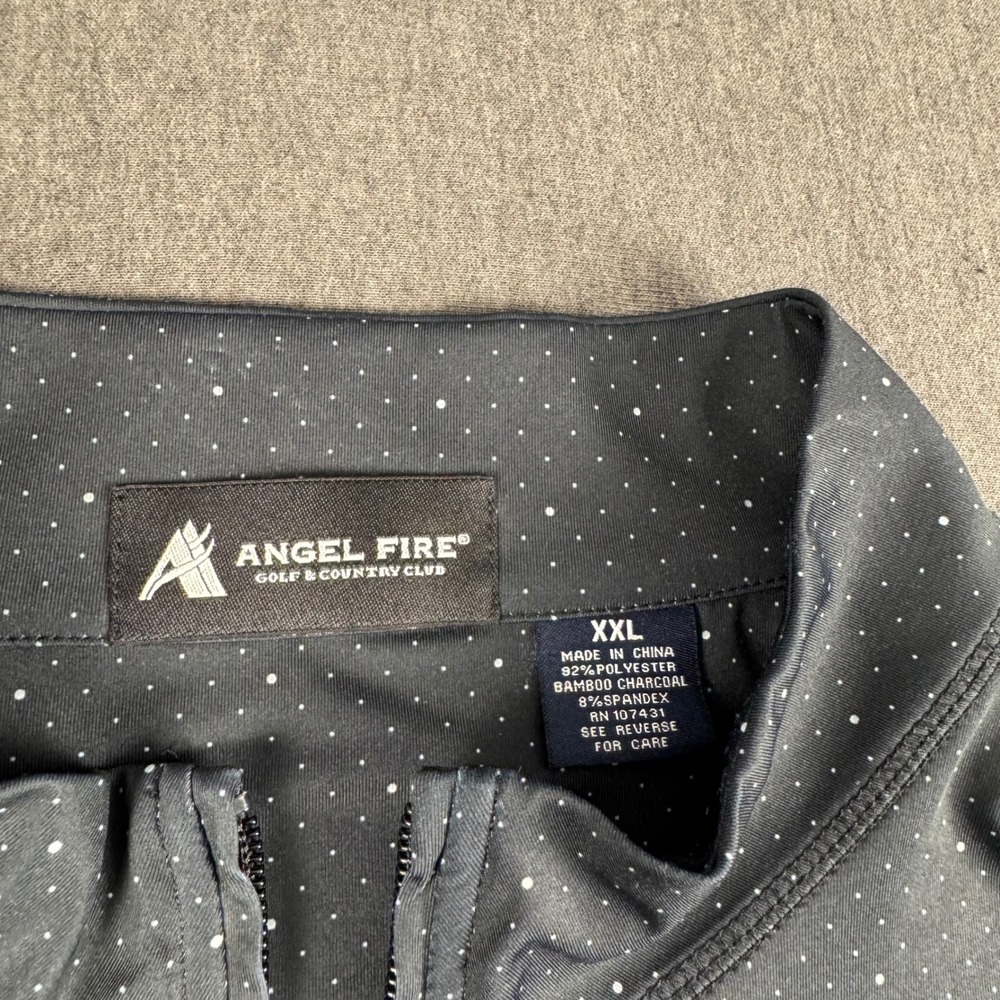 Angel Fire Golf Country Club Mens XXL 1/4 Zip Pullover Grey Dot Bamboo Charcoal - Picture 3 of 10